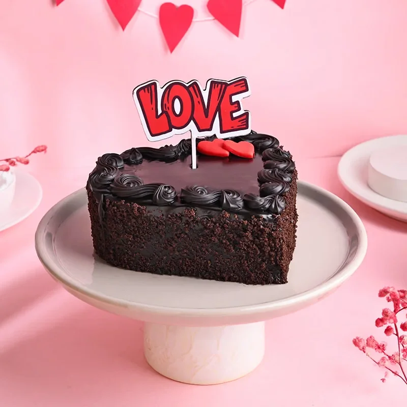 Heart Shape Chocolate Cake With Love Topper Delice