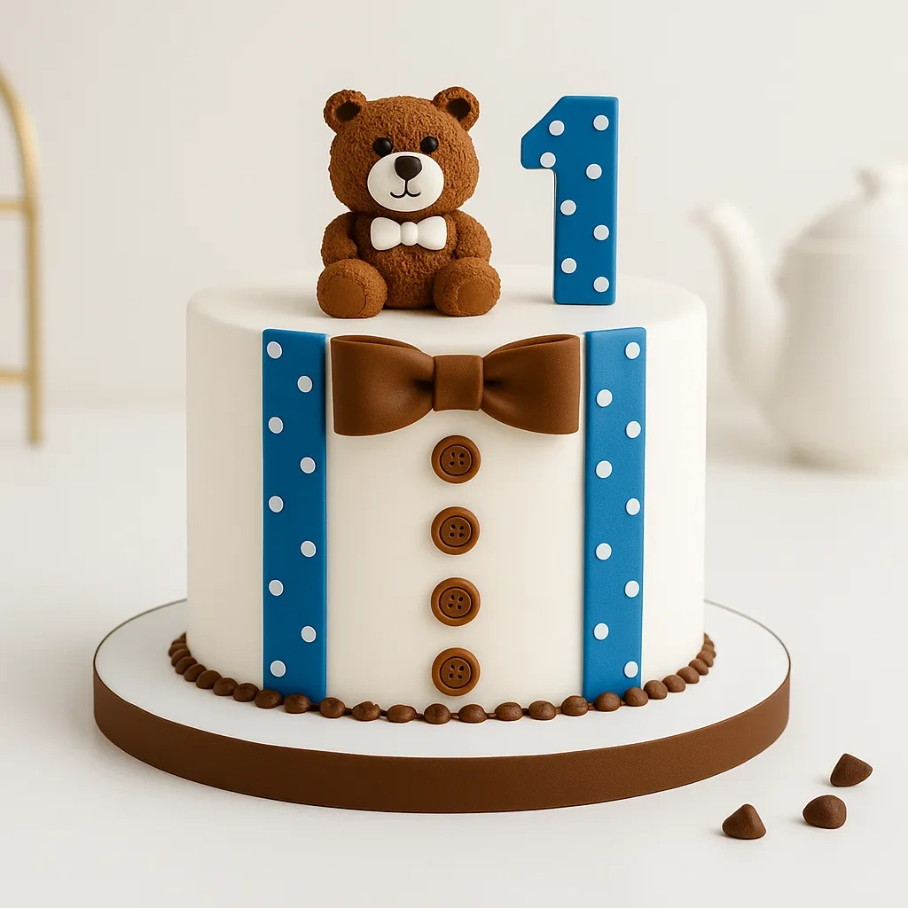 Teddy Delice Cake for 1st Birthday