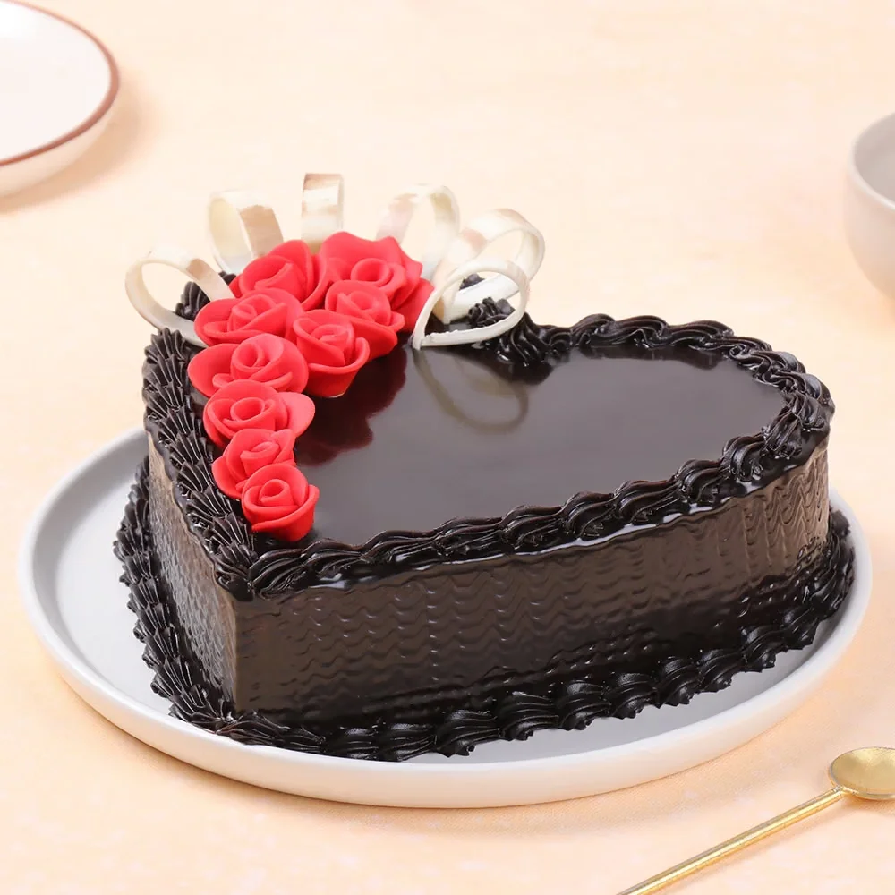Chocolate Heart Delight with Red Roses Sweet