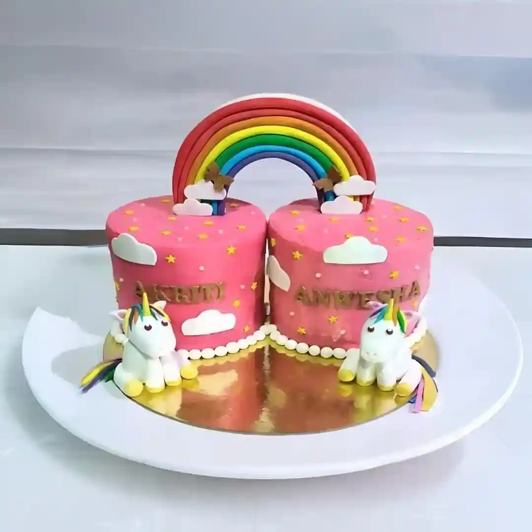 Unicorn Theme Cake for Twins Joy