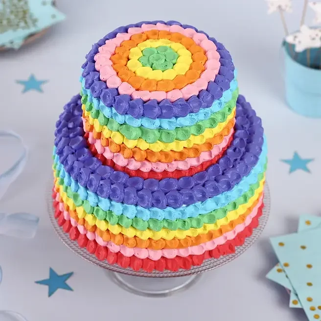 Two Tier Rainbow Truffle Cake Delice 2.5 Kg