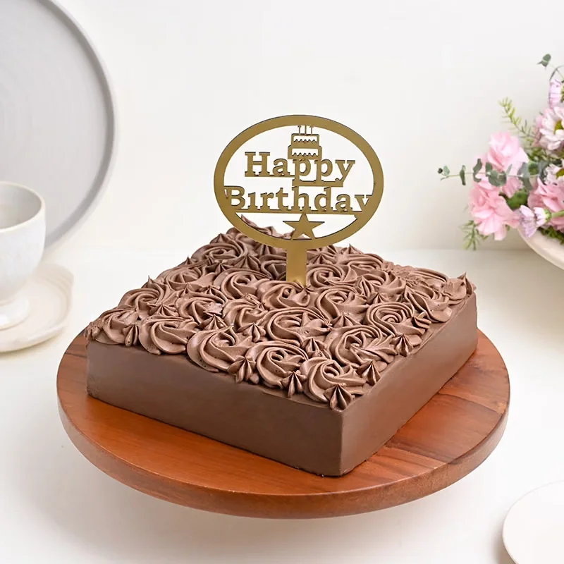 Decadent Chocolate Cake With Birthday Topper Delice