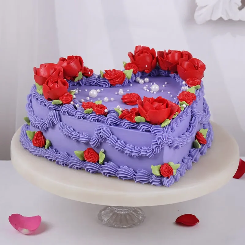 Vintage Rose Heart Chocolate Cake Sweet 