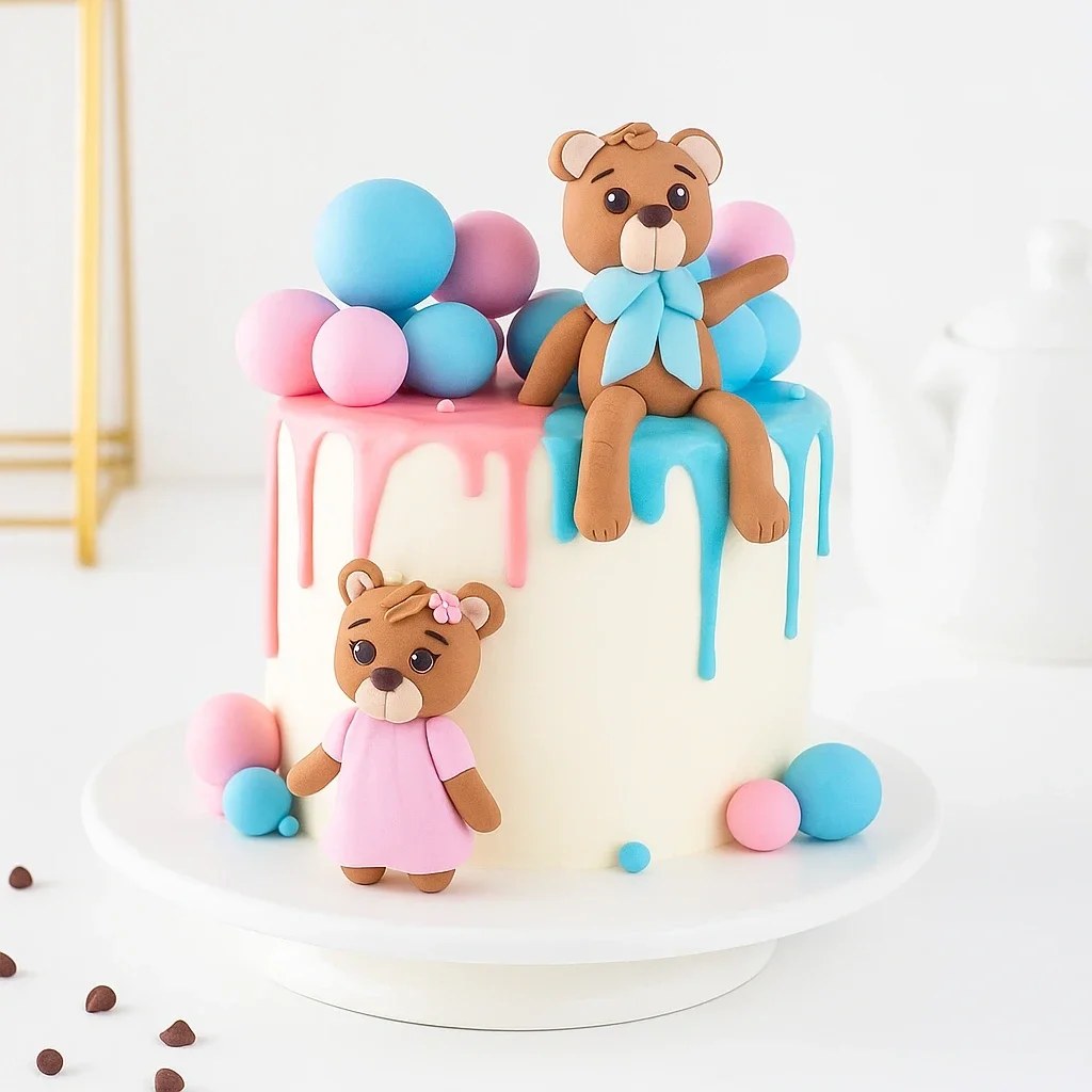 Teddy Theme Cake for Twins Sweet