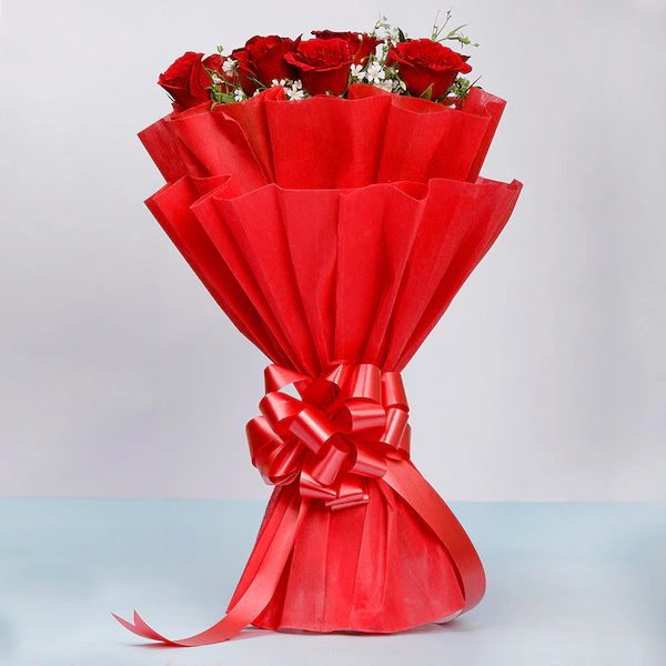 12 Red Rose Romance Flower  Bouquet 