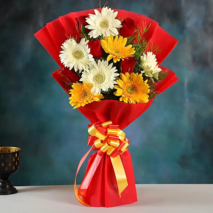 Mixed Elegance Gerberas Flowers Bouquet