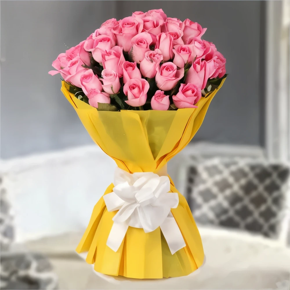  Happy Birthday Pink Rose Flowers Bouquet 