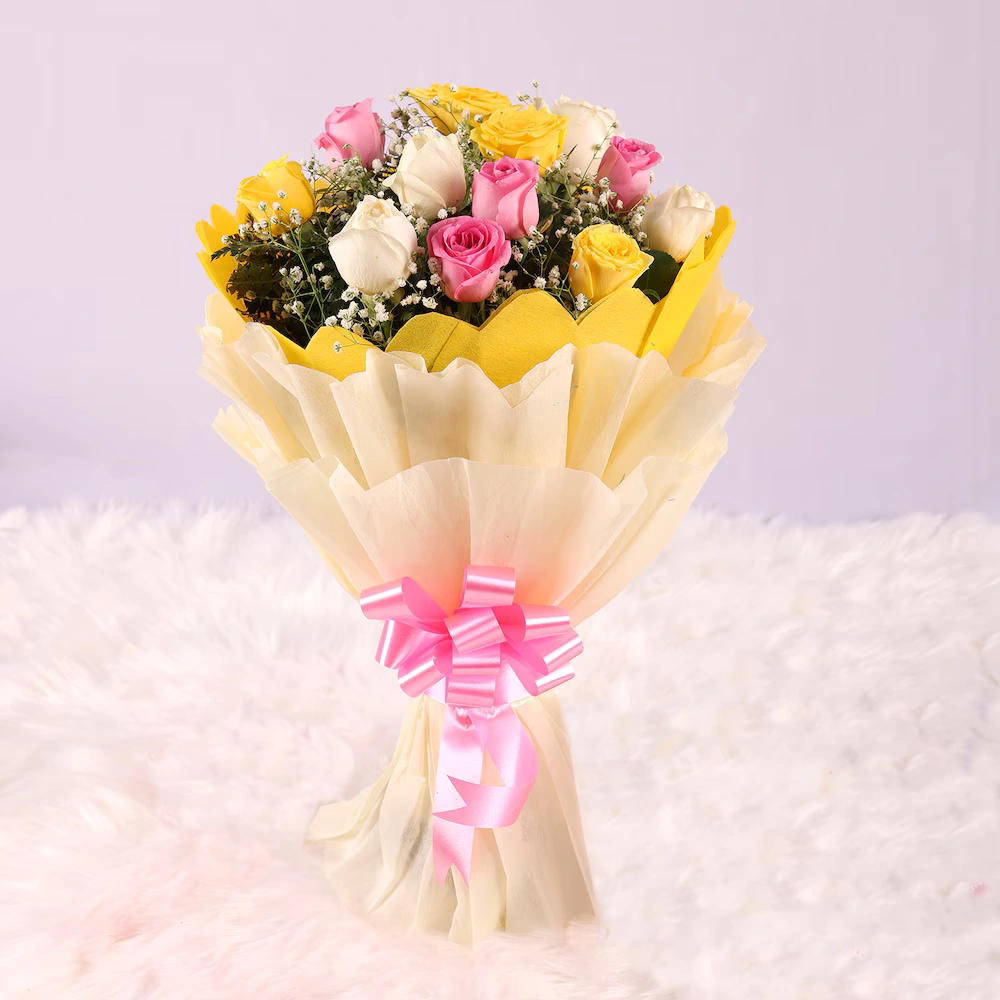 Attractive Mixed Roses Flowers Bouquet