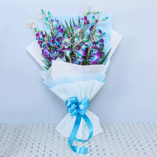 Vibrant Blue Orchids Bouquet