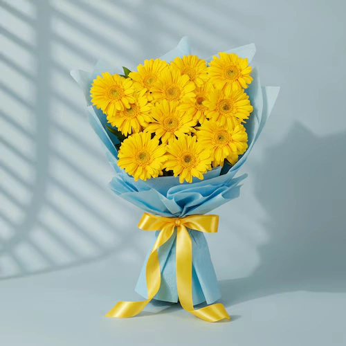 Shineshine Yellow Gerbera Flowers Bouquet 