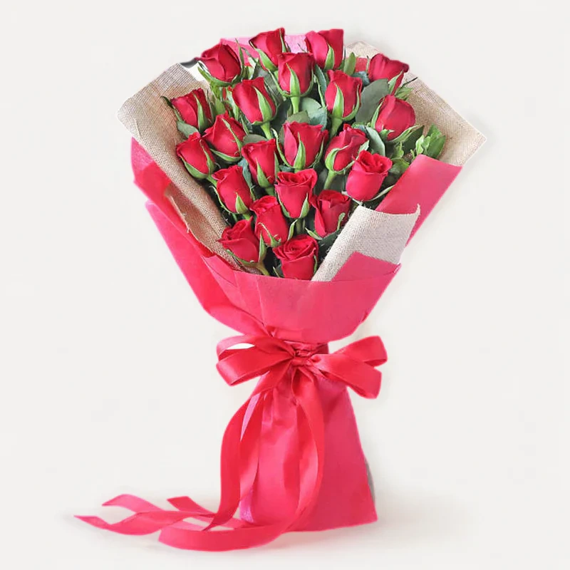 20 Red Roses Passion Flowers Bouquet