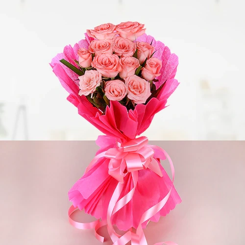12 pink roses Bouquet