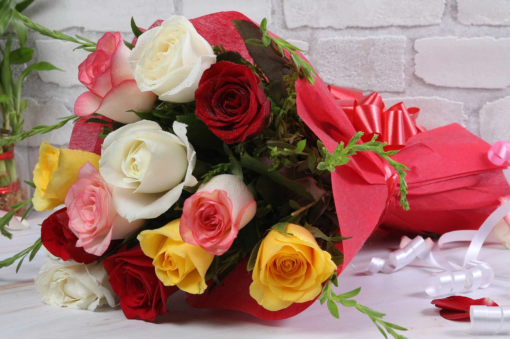 Rainbow Flowers rose collective bouquet