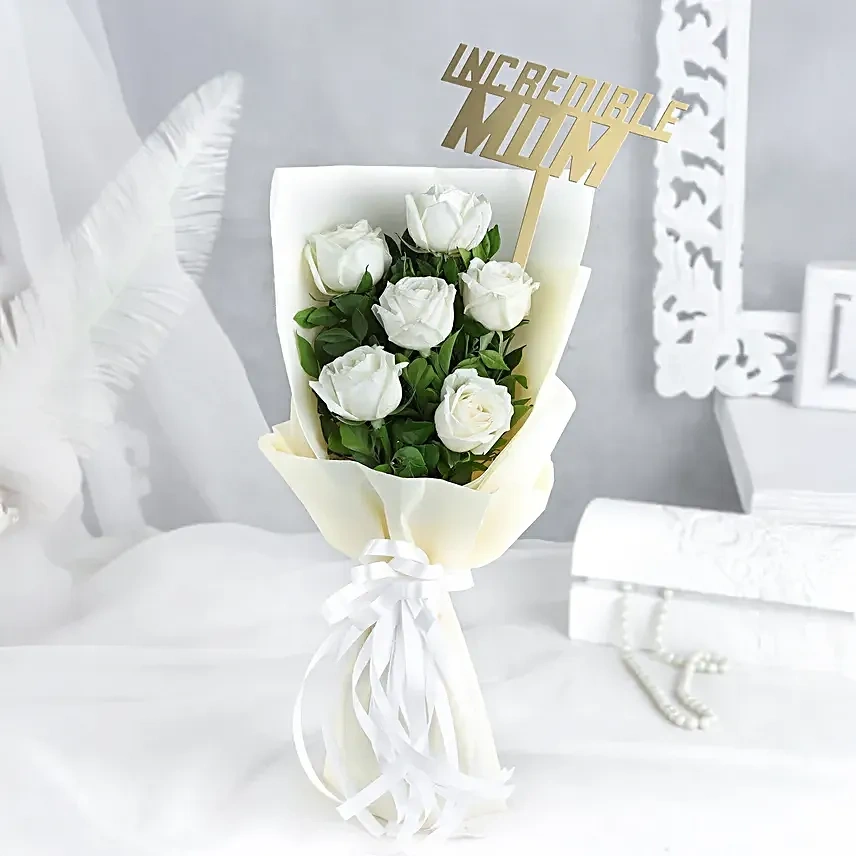 Serenity in White Roses Flowers Bouquet
