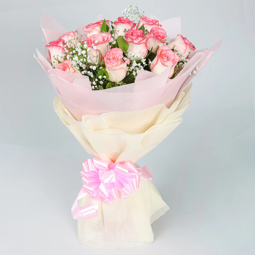 Pink Roses Of Happiness Flowers Bouquet