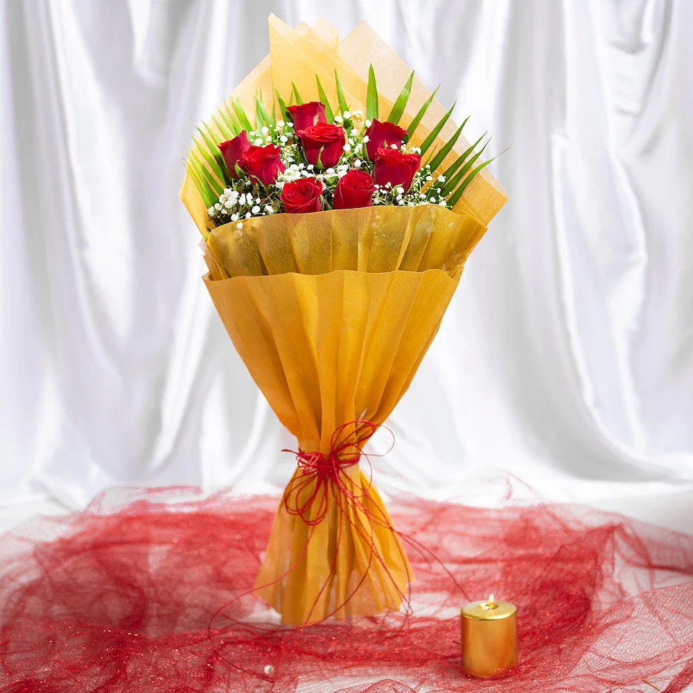 Mystique 8 Red Roses Flowers  Bouquet 