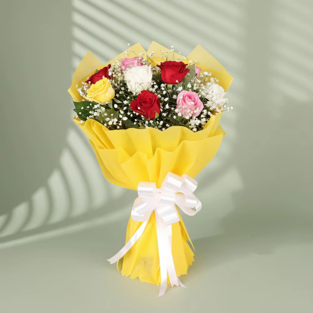 Elegant Mix Roses Flowers Bunch