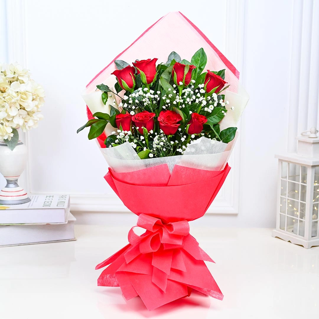 Double-layered Red Rose Flowers Bouquet