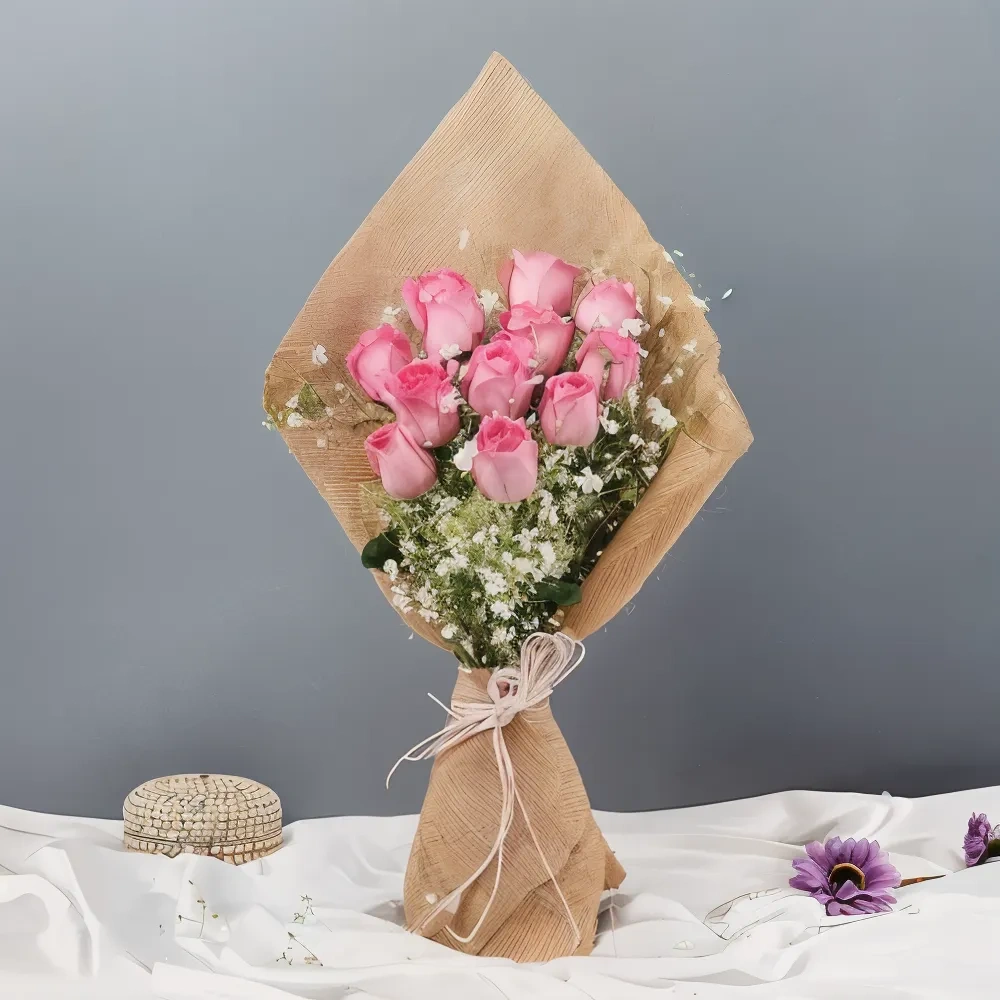 Aesthetic Pink Rose Flowers  Bouquet 