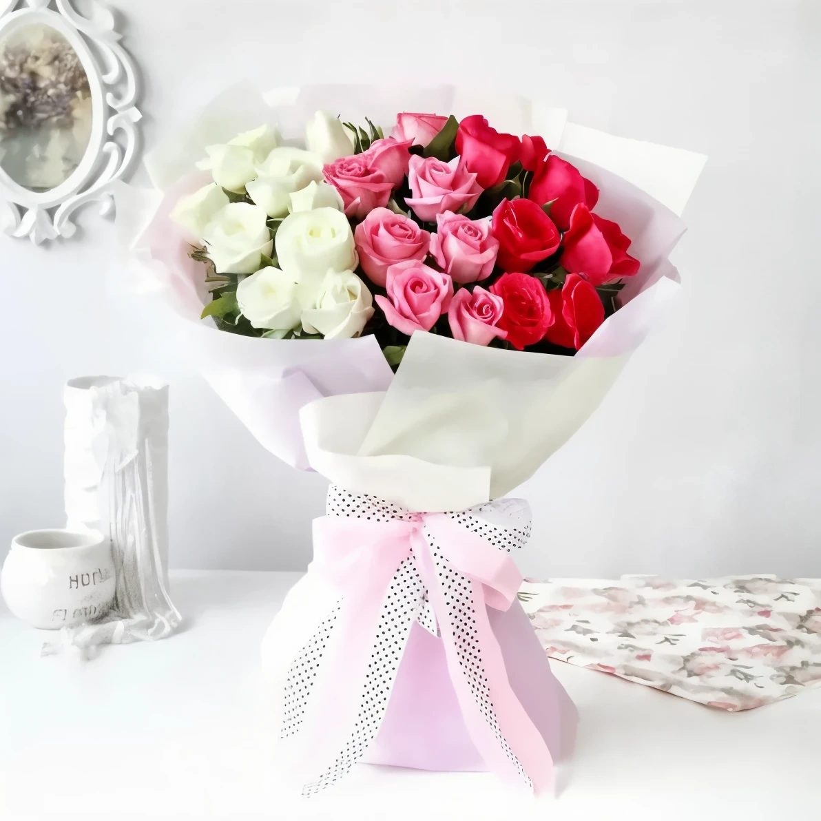 Beautiful Colorful Rose Flowers  Bouquet 