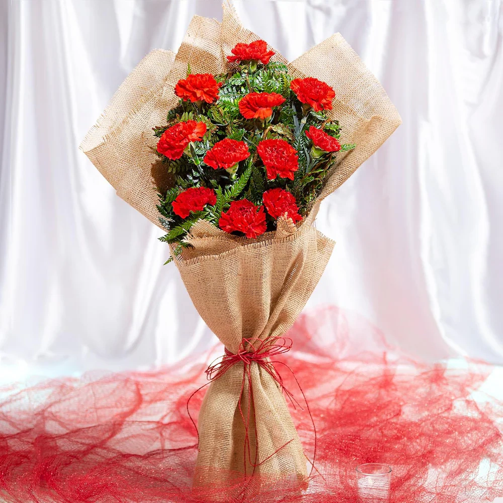 Celestial Carnations Jute Flowers Bouquet
