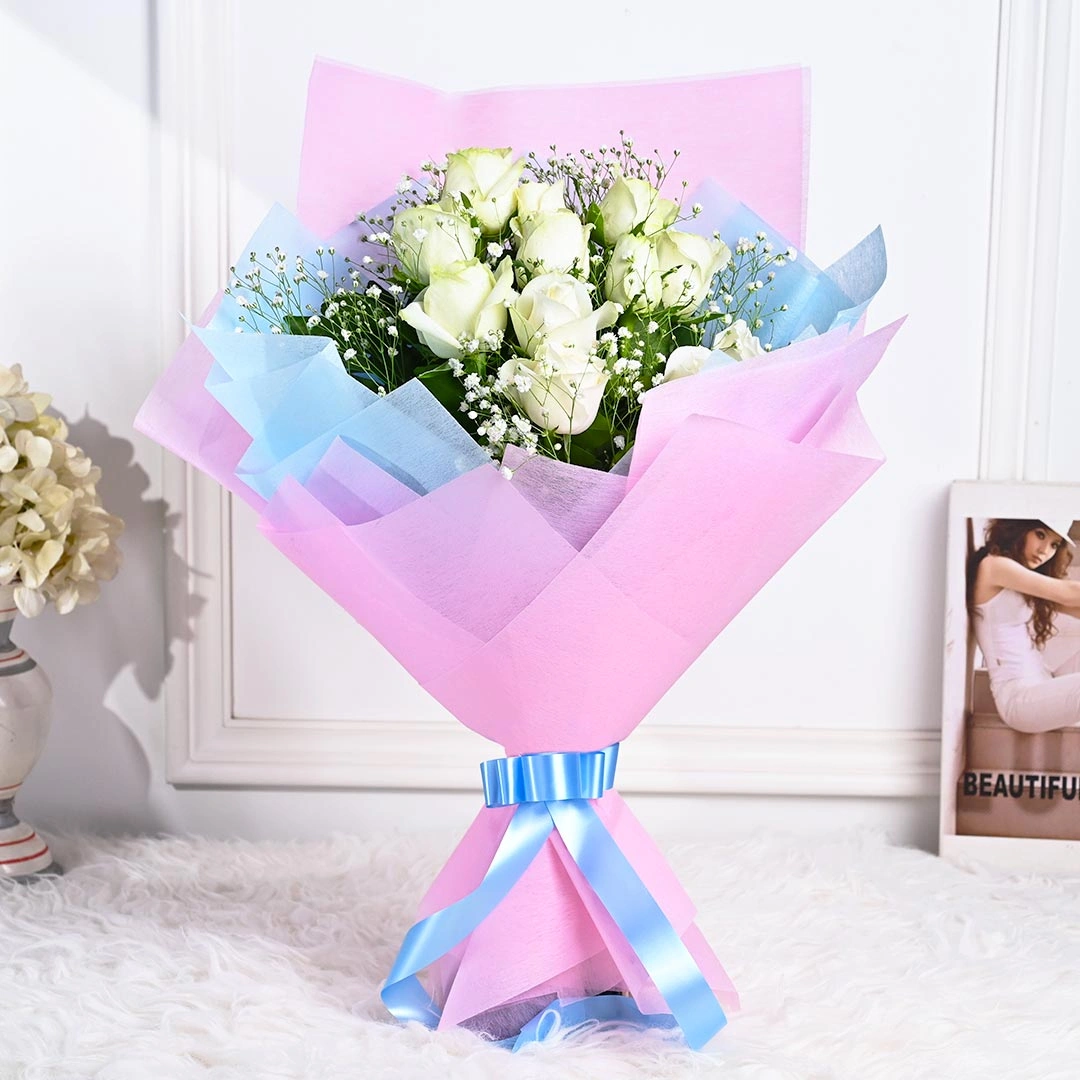 Enchanting White Flowers Roses Bouquet
