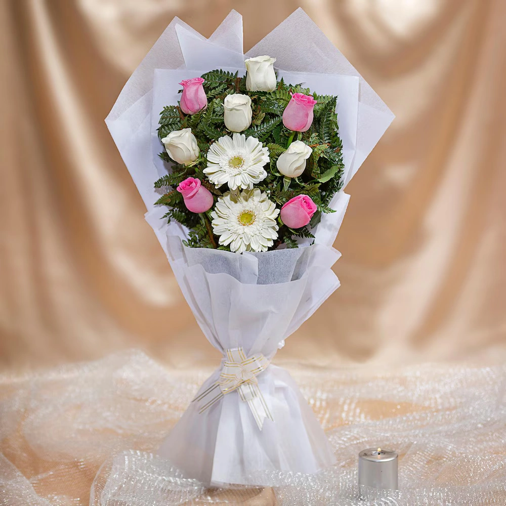 Pure Affection Roses And Gerberas Flowers Bouquet