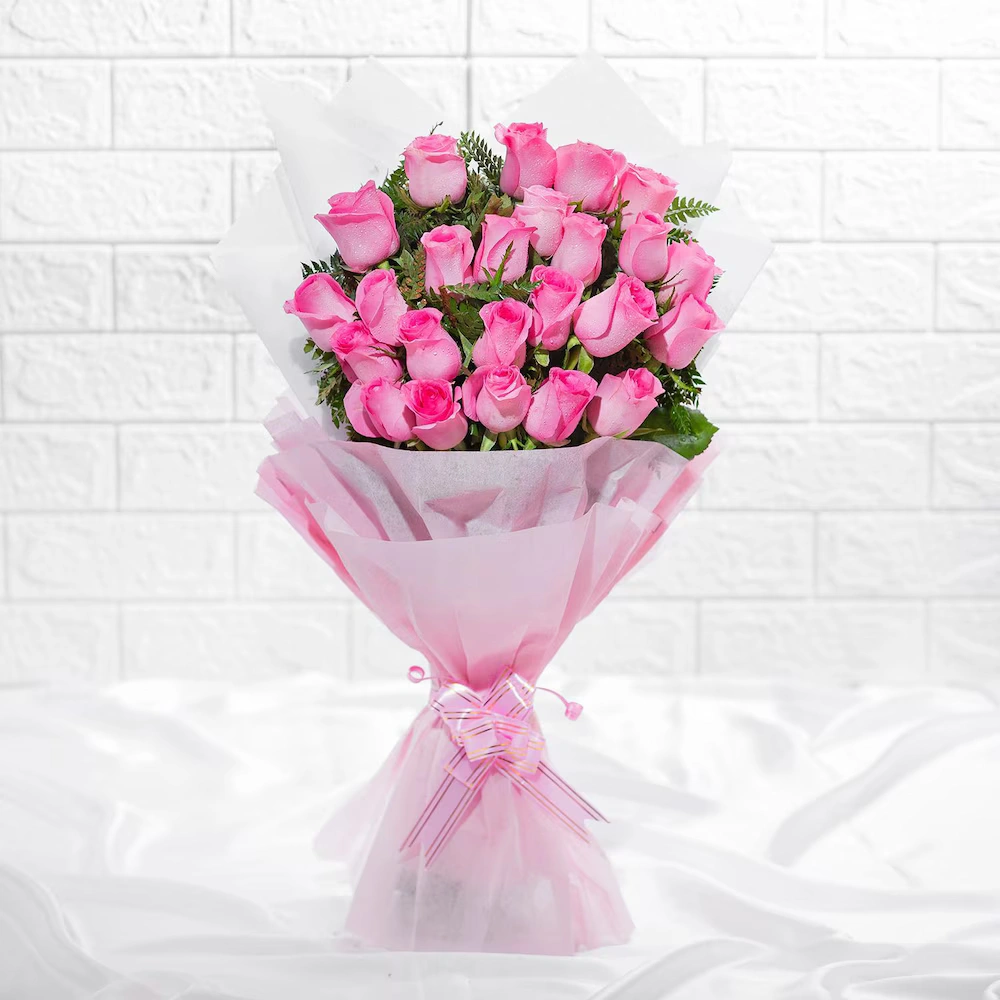 Passionate Love Pink Roses Flowers Bouquet