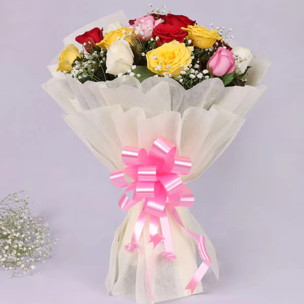 Majestic Mix Roses Flowers Bouquet 
