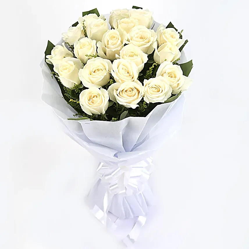 Serene 20 White Roses  Flowers Bouquet