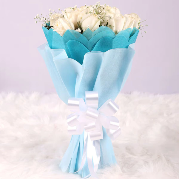 Serene White Roses Floqwers  Bouquet