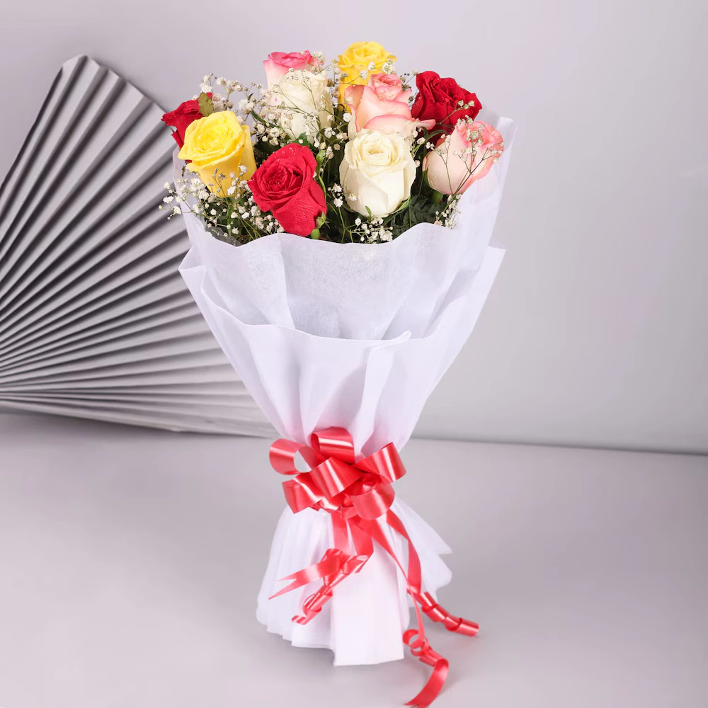 Mixed Roses Romantic Flowers Bouquet