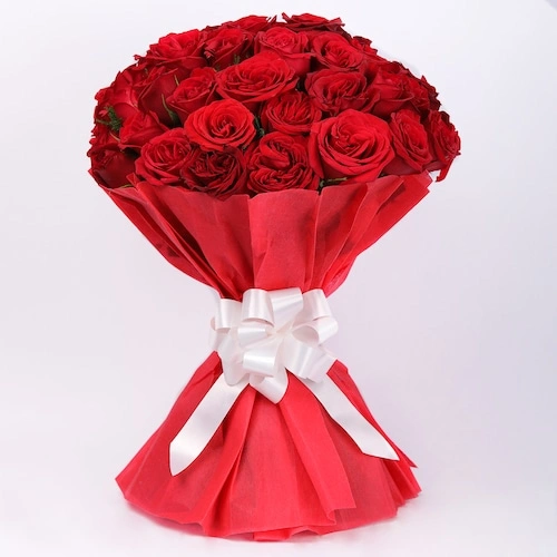 For Someone Special Red Roses in Red Packing Bouquet
