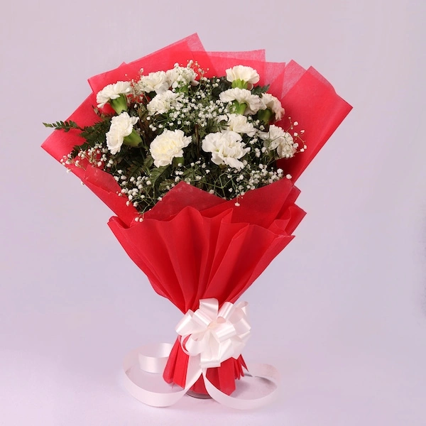 Lovely White Carnation Bouquet