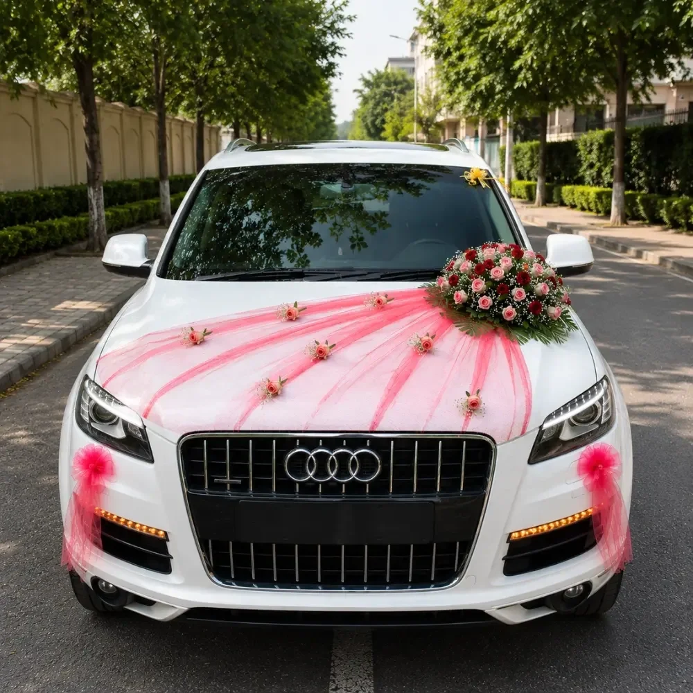 Premium Red Rose Wedding Car Decoration Set