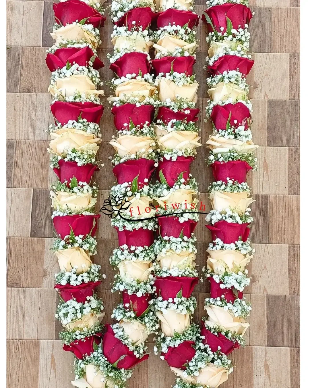 Red Peach Rose Garland