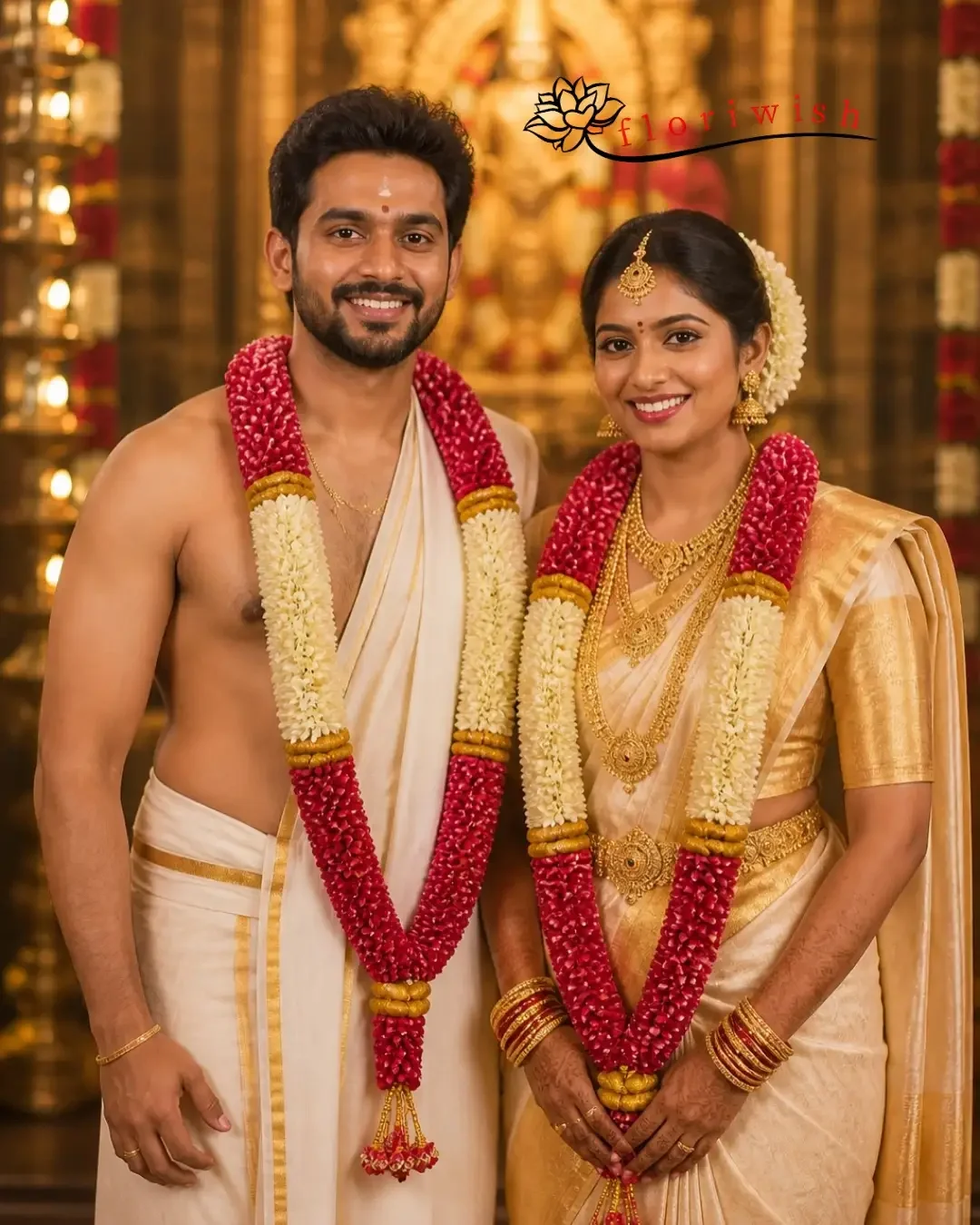 South Indian white and red varmala