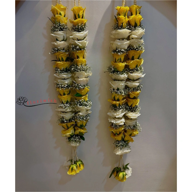 White and Yellow Rose Varmala