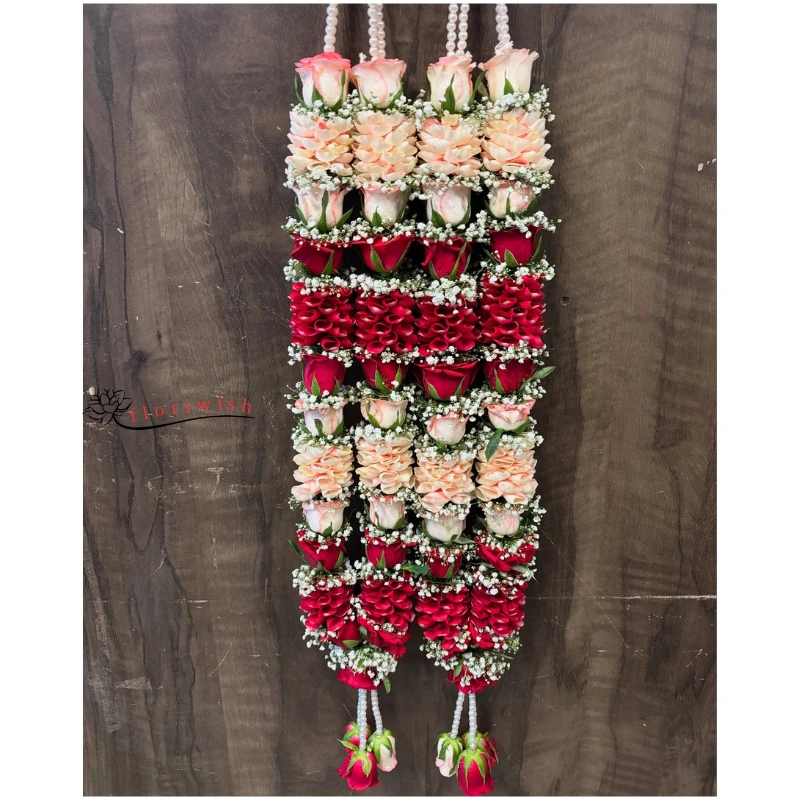 Red and Peach Rose Garland