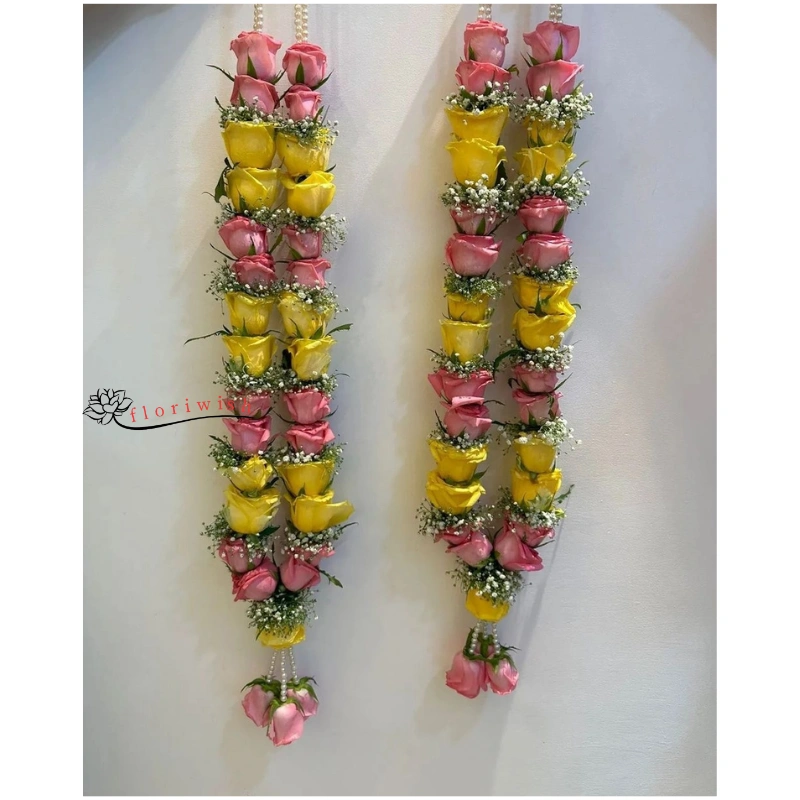 Pink & Yellow Rose Varmala