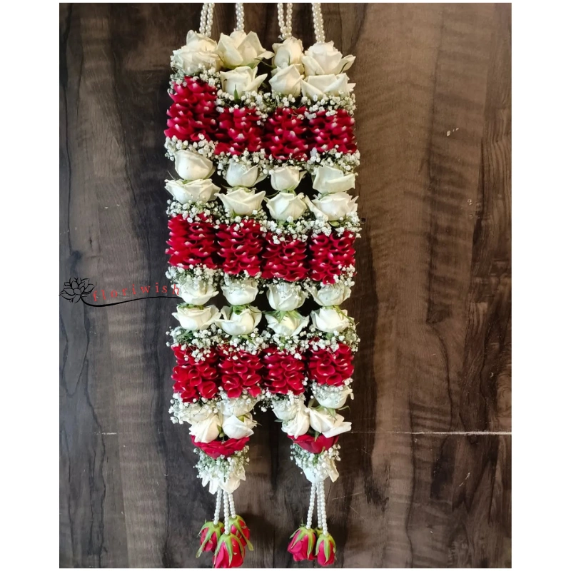 Red and White Rose Varmala