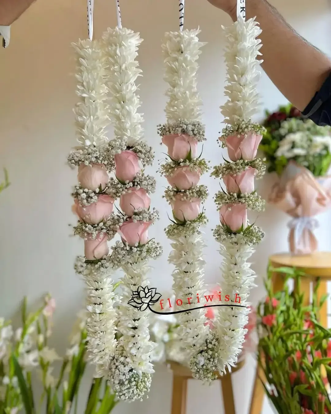 Jasmine Flower Pink Rose Garland