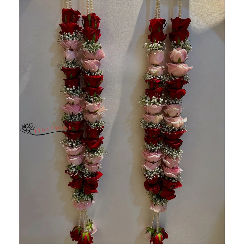 Red & Pink Rose Varmala – Fresh Wedding Garland