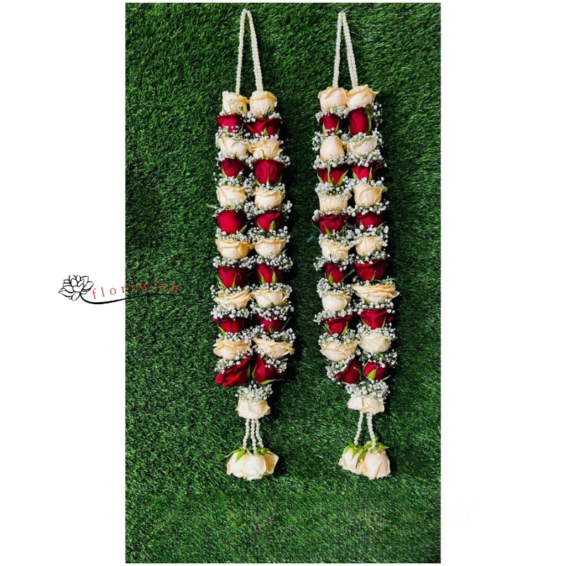 Red And Peach Rose Varmala