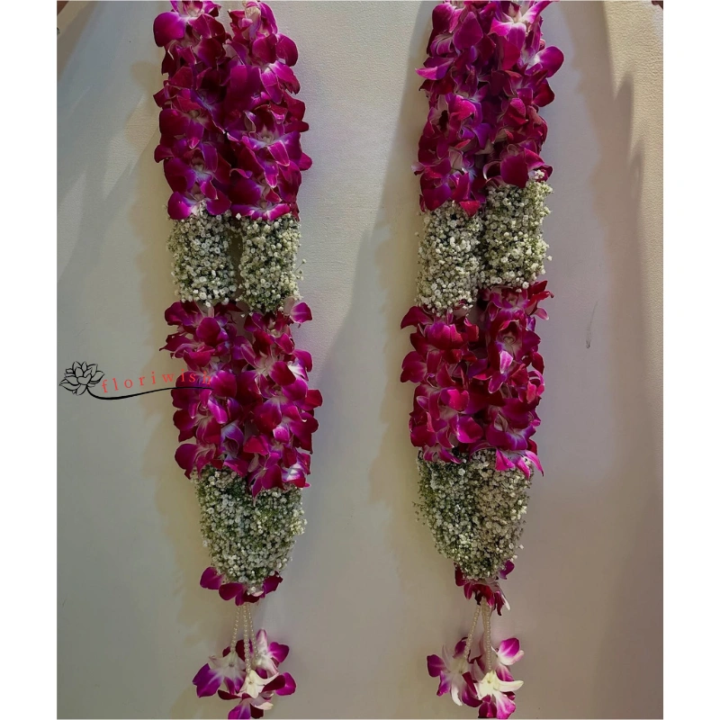 Pink Orchid Varmala – Fresh Premium Wedding Garland