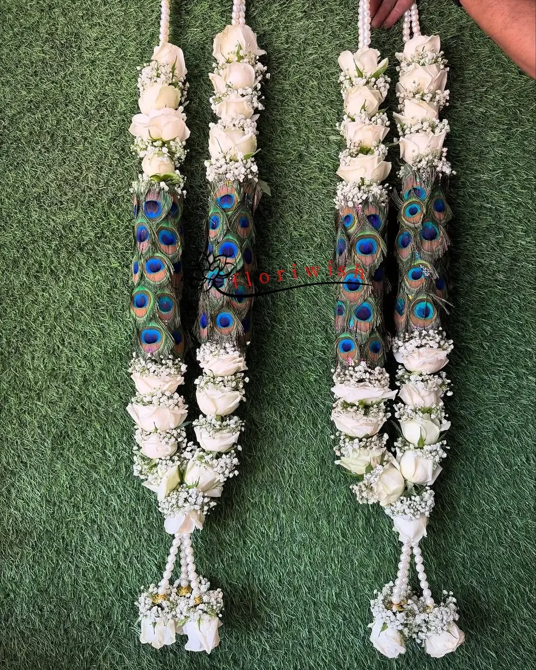 Peacock White Rose Varmala