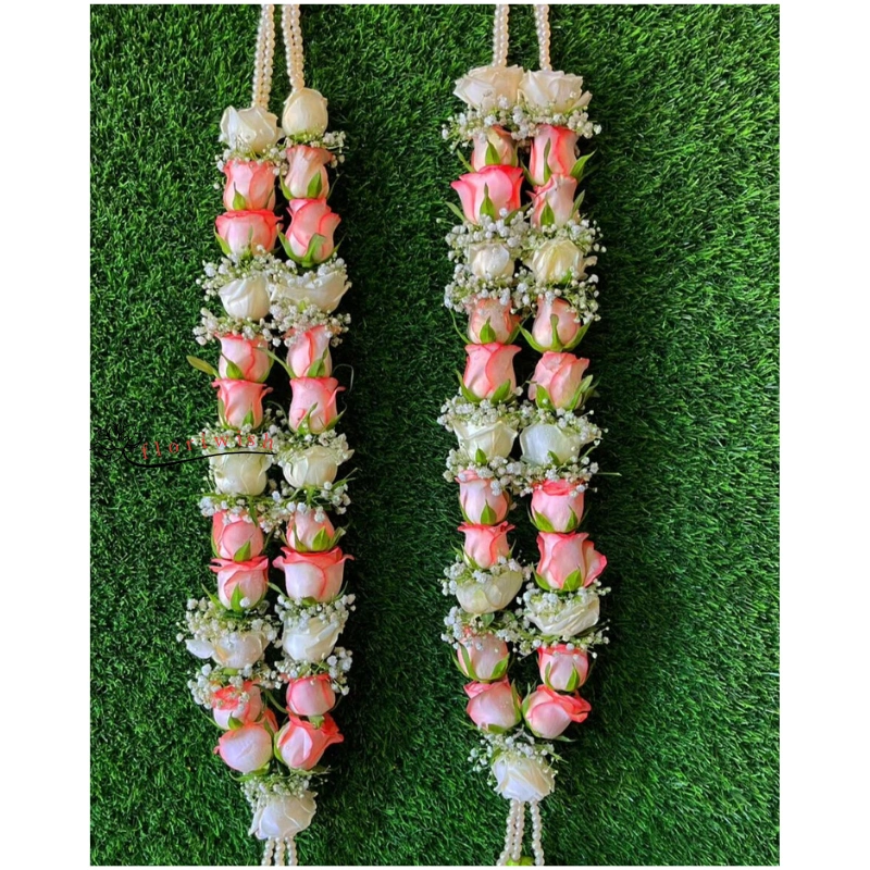 Pink White Rose Varmala