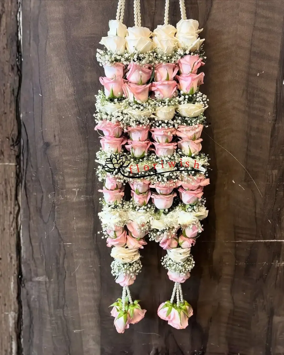 Baby Pink White Rose Varmala