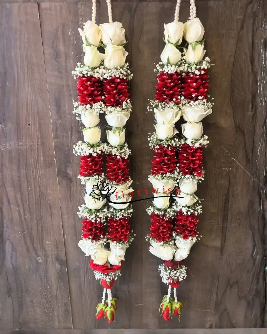 Red White Rose Petal Varmala