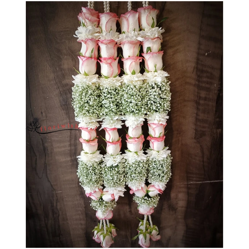 Pink Rose Baby Breath Jaimala